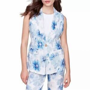 NEW CHARLIE B printed linen blended vest in celestial